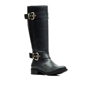 New Black Leather Extra Wide Calf Riding Boot 6M